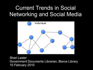 Current Trends in Social Networking and Social Media Shari Laster Government Documents Librarian, Bierce Library 10 February 2010 