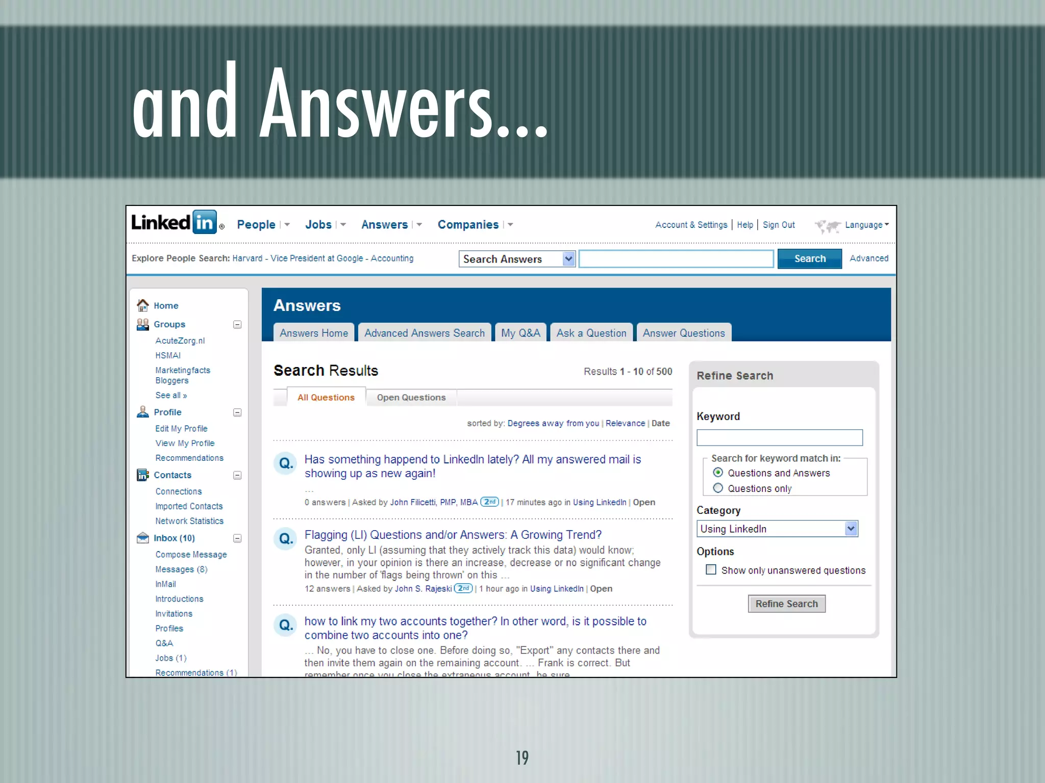 and Answers...




            19
 