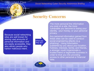 Social Networking Cyber Security Awareness BriefingSecurity Concerns