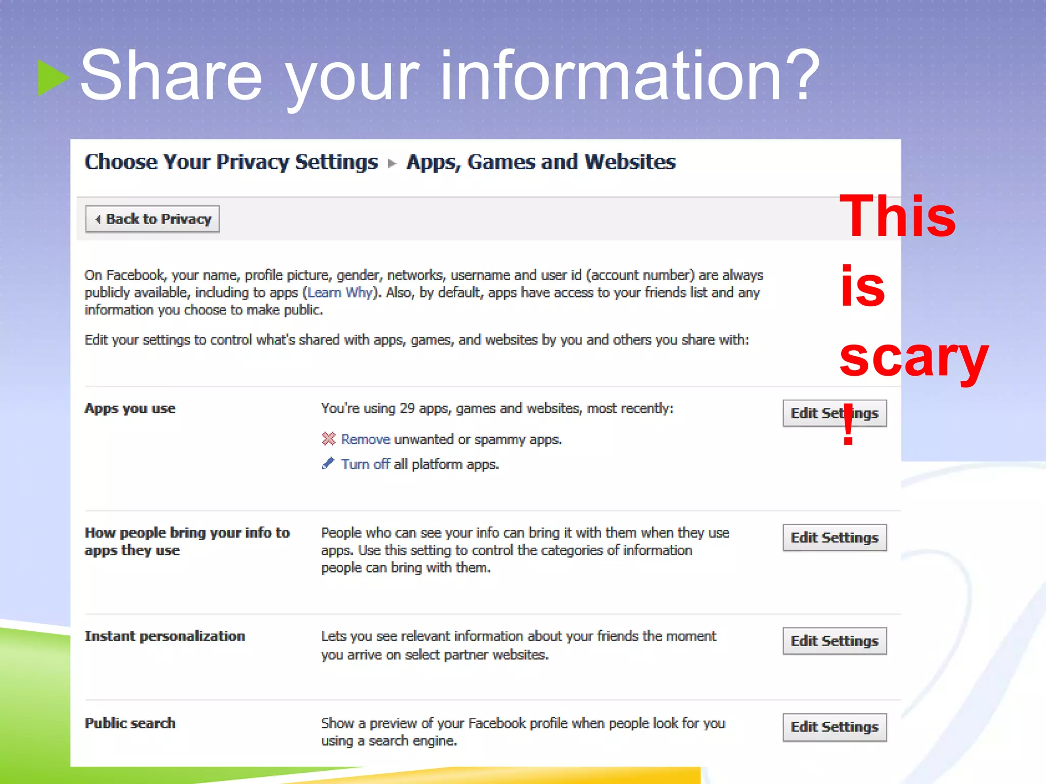 Share your information?This is scary!