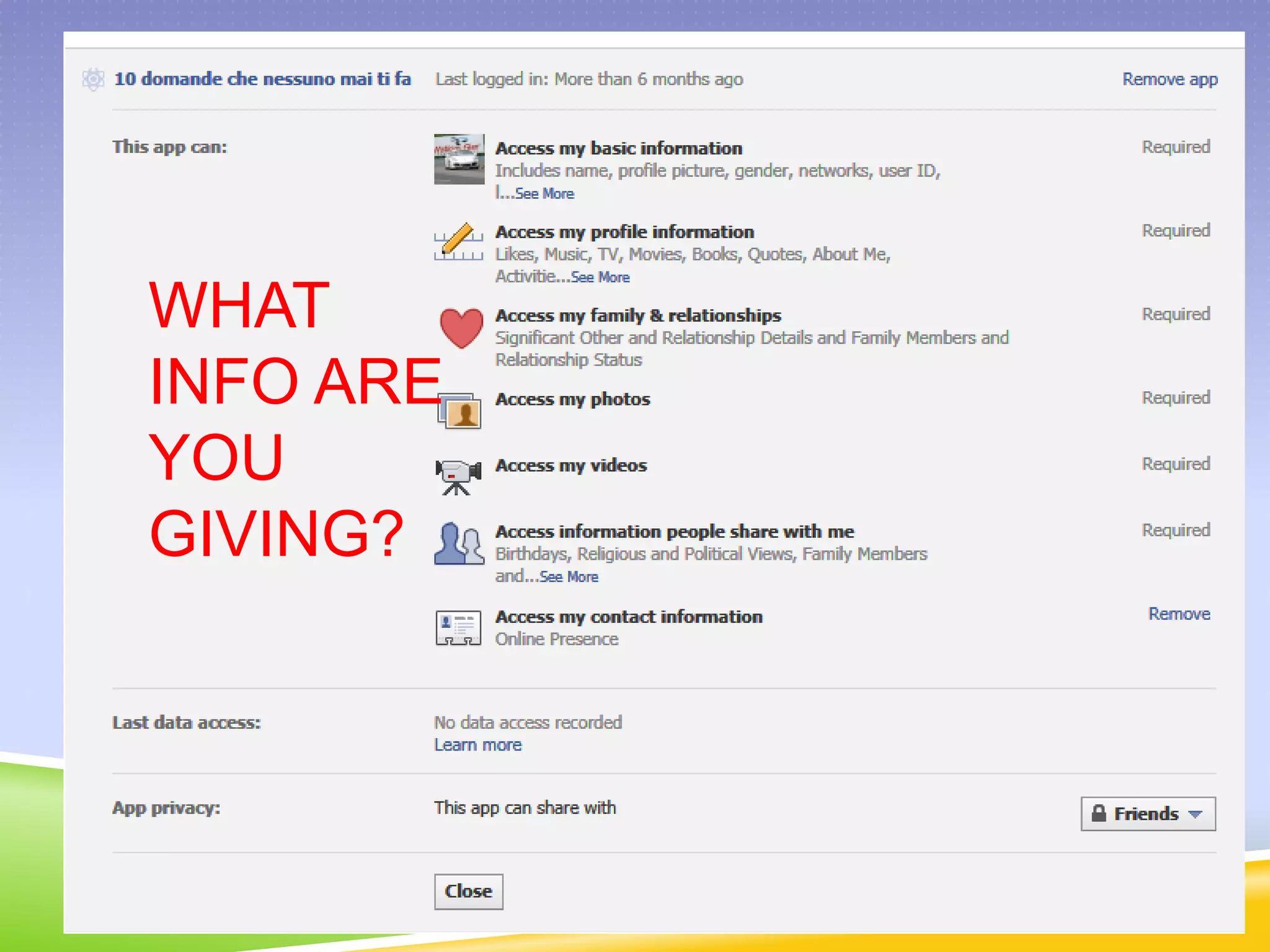 What info are you giving?