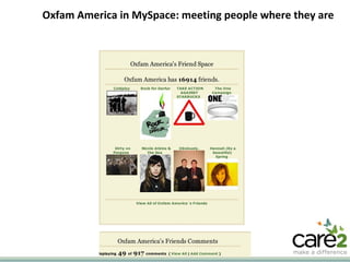 Oxfam America in MySpace: meeting people where they are 