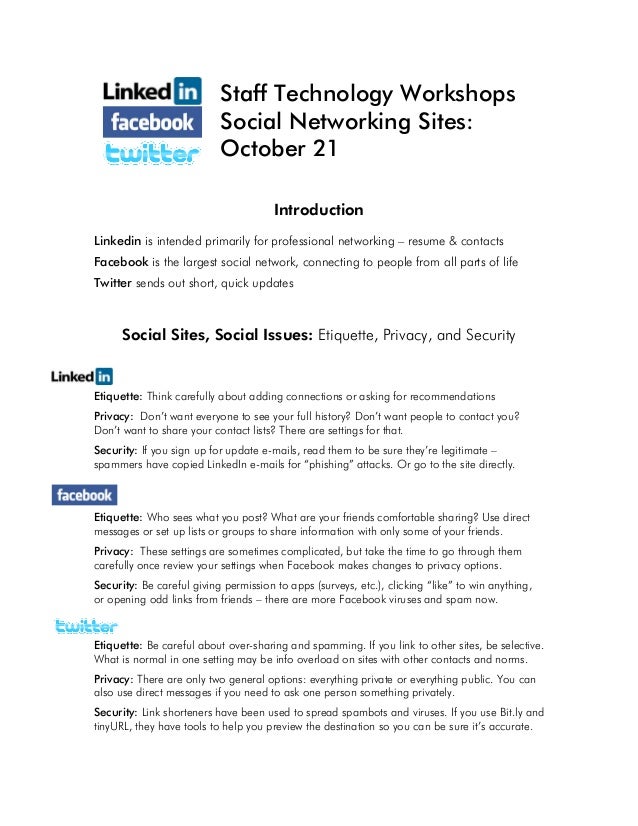 Social Networking Handout