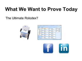 What We Want to Prove Today The Ultimate Rolodex? 