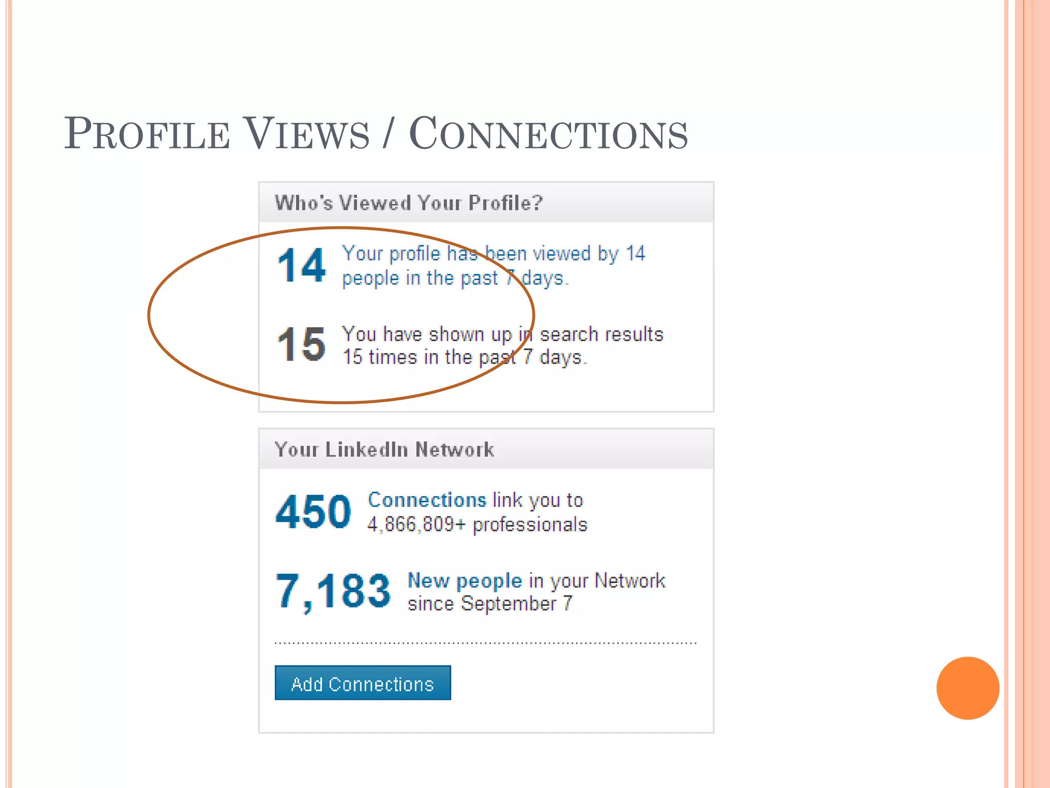 PROFILE VIEWS / CONNECTIONS
 