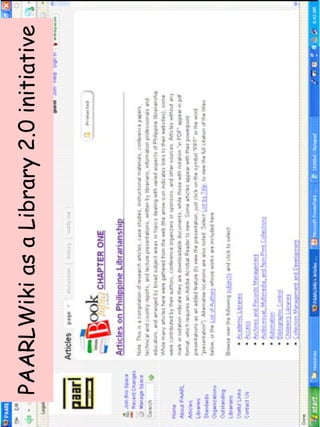 PAARLWiki as a Library 2.0 initiative 
 