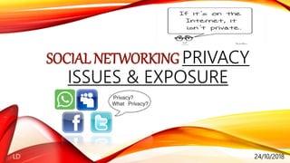 SOCIAL NETWORKING PRIVACY
ISSUES & EXPOSURE
LD 24/10/2018
 