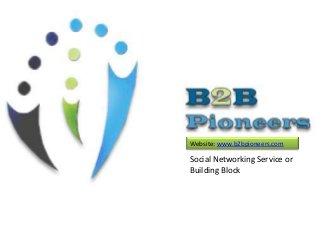 Website: www.b2bpioneers.com
Social Networking Service or
Building Block
 