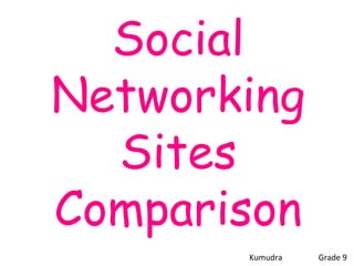 Kumudra    Grade 9 Social Networking Sites Comparison 