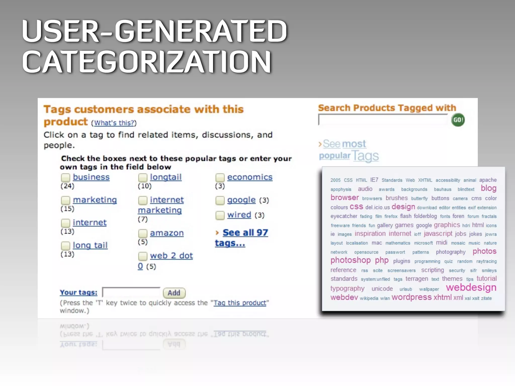 USER-GENERATED
CATEGORIZATION
 