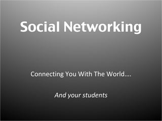 Social Networking Connecting You With The World…. And your students 