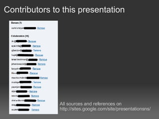 Contributors to this presentation All sources and references on http://sites.google.com/site/presentationsns/ 