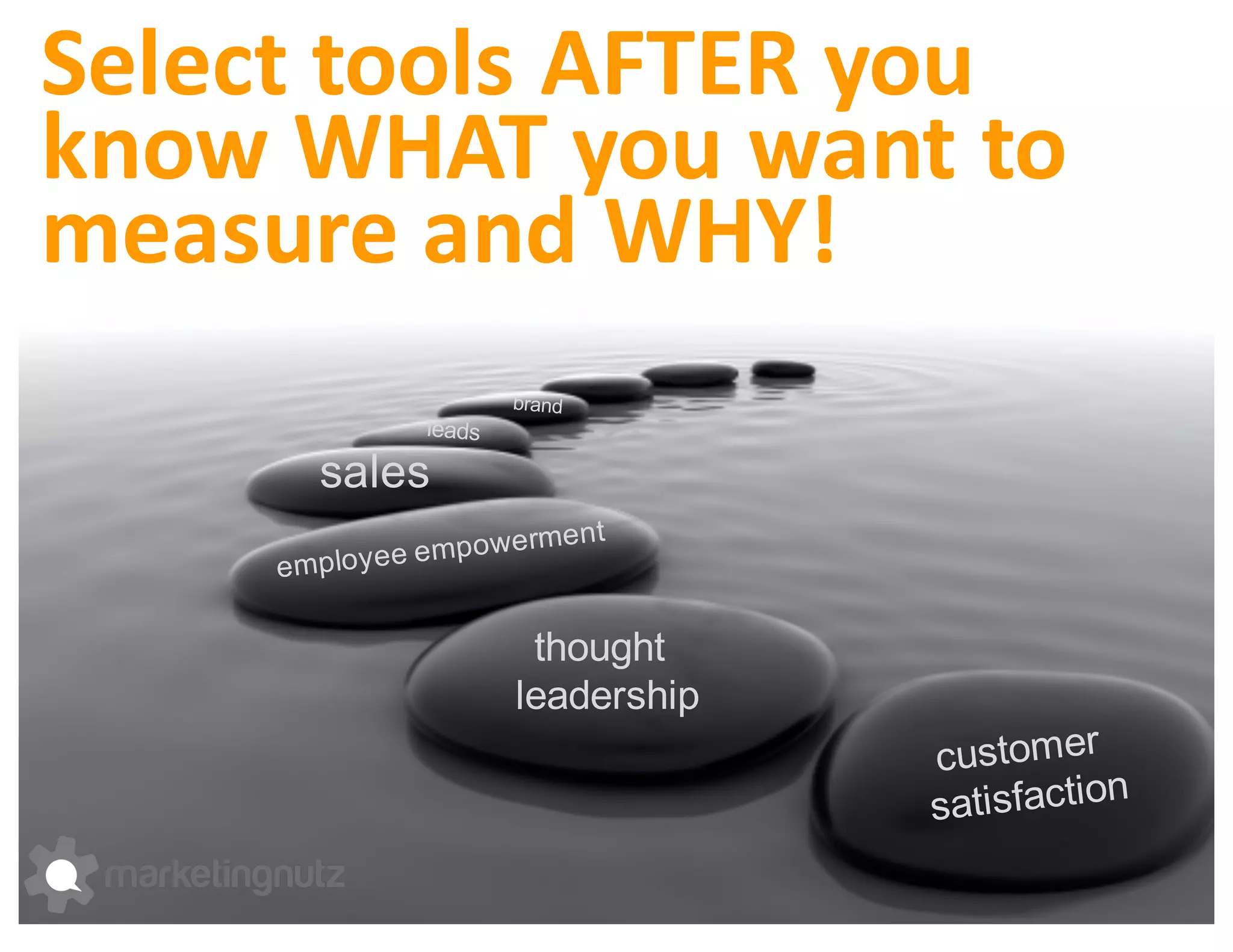 Select	
  tools	
  AFTER	
  you	
  
know	
  WHAT	
  you	
  want	
  to	
  
measure	
  and	
  WHY!	
  
sales
thought  
leadership
 