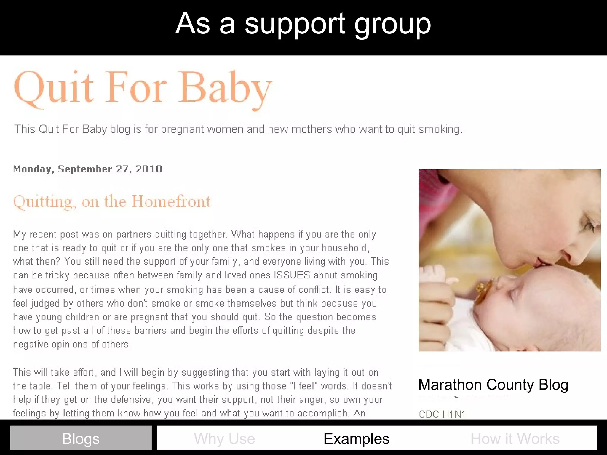 As a support group Why Use  Examples   How it Works Blogs Marathon County Blog 