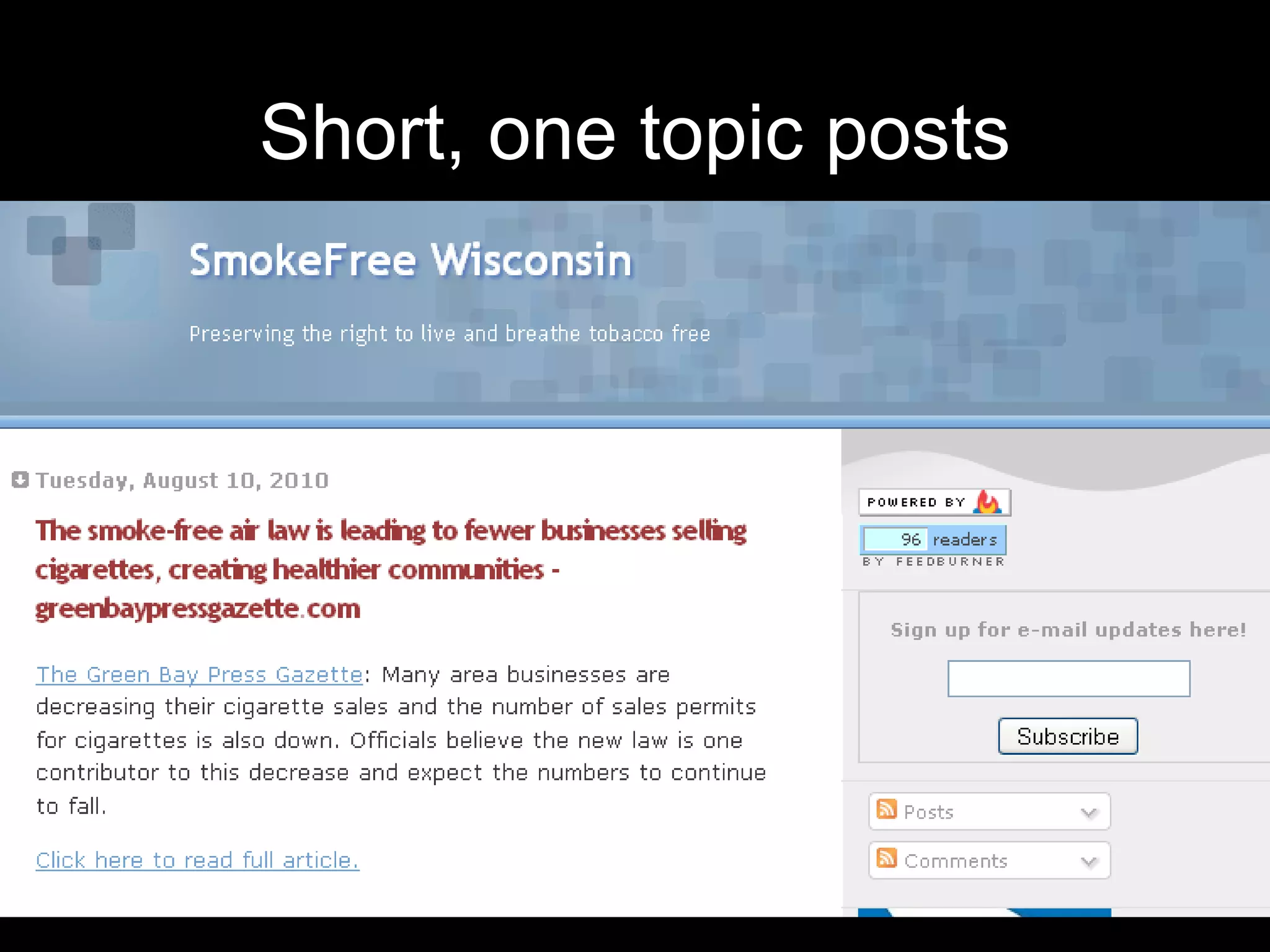 Short, one topic posts 