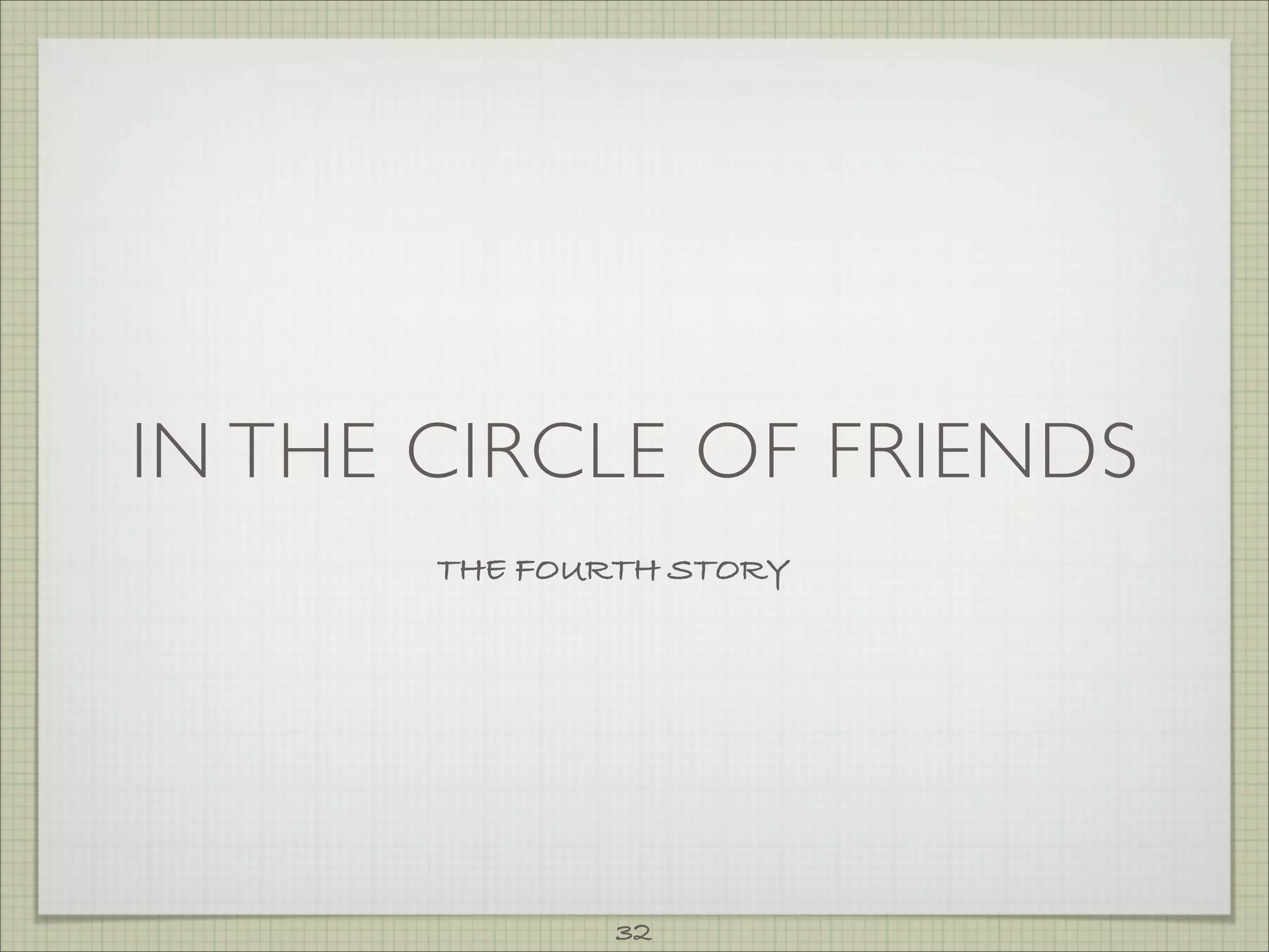IN THE CIRCLE OF FRIENDS
       THE FOURTH STORY




               32
 