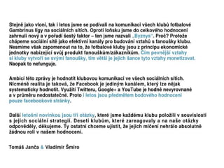 Sociální média v Gambrinus lize 2012