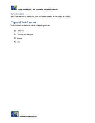 Social Norms Meaning & Functions by studylecturenotes.com