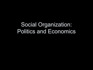 Social Organization:
Politics and Economics
 