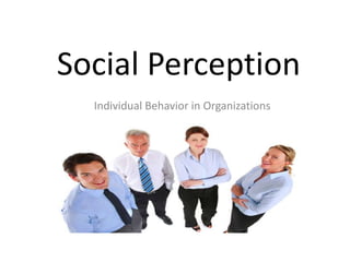 Social Perception
  Individual Behavior in Organizations
 