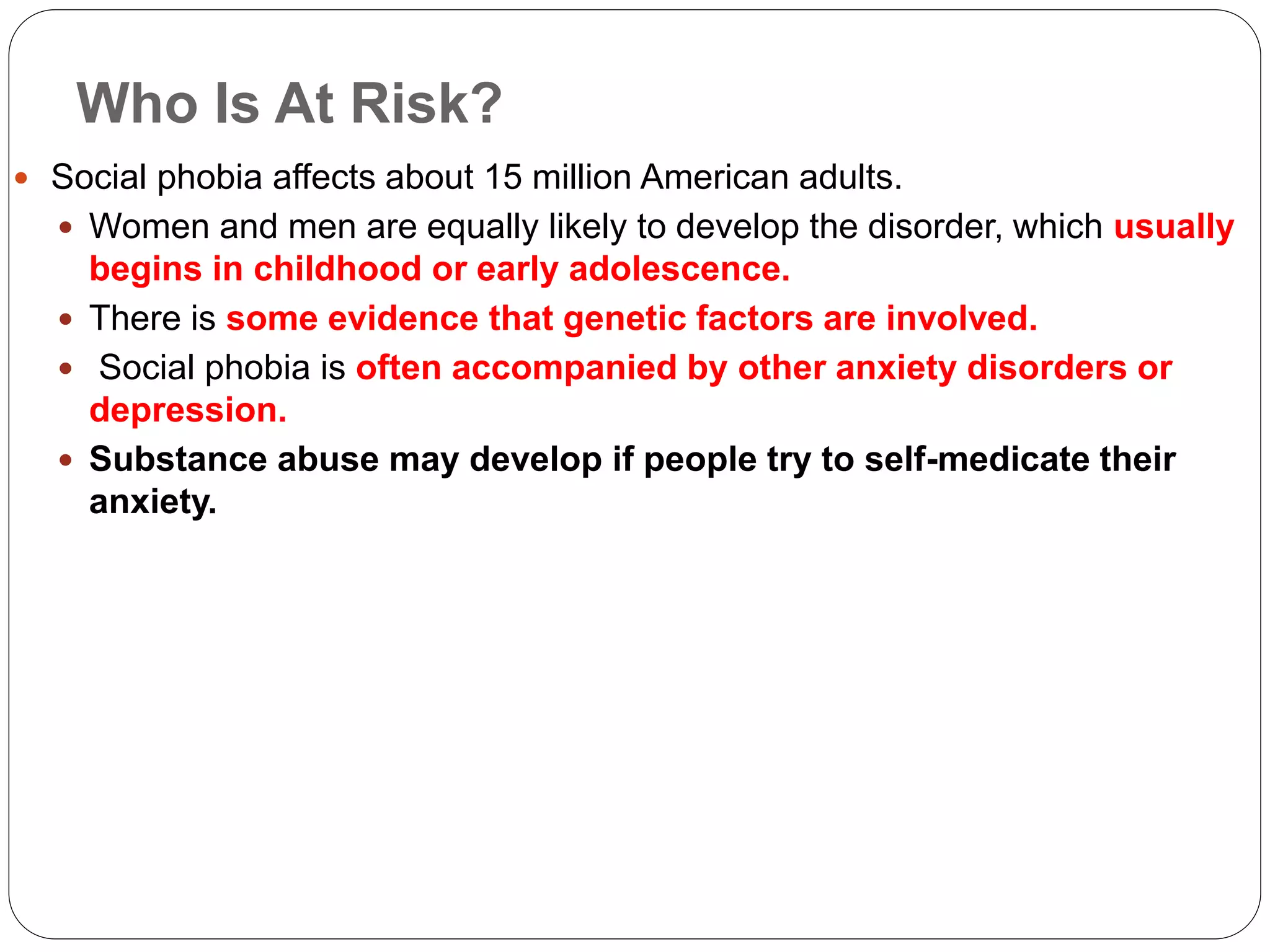 Social phobia (social anxiety disorder) | PPTX