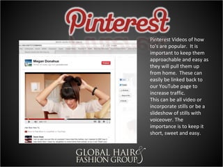 • Twitter’s strength is in text (140 character
  limit) and should be used for interaction and
  to link back to published images and videos on
  the other social networks.
 