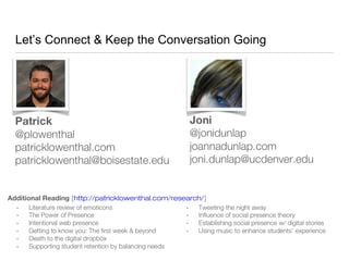 Let’s Connect & Keep the Conversation Going
Additional Reading [http://patricklowenthal.com/research/]
 