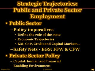 Strategic Trajectories:Public and Private Sector Employment<br />Public Sector <br />Policy imperatives<br />Define the ro...
