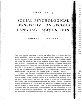 Social psychological perspective on second language acquisition