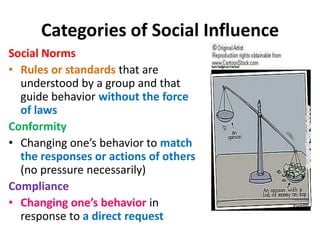 Social NormsSocial norms – rules and standards that are understood by a group and that guide behavior without the force of lawsEmerge out of interaction with othersMay or may not be stated explicitlySanctions are not legal but come from disapproval within social networks
