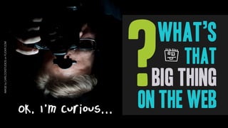 ?
                                                               what’s
IMAGE by CARLCOXSTUDIOS on FLICKR.COM




                                                                 k   that
                                                               big thing
                                        OK, I’m curious...   on the web
 