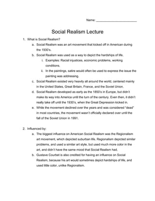 Name: ________________________<br />Social Realism Lecture<br />,[object Object]