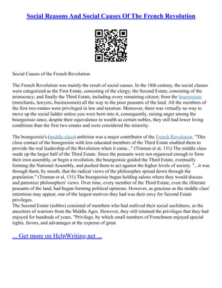 Social Reasons And Social Causes Of The French Revolution | PDF