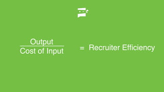 Output
Cost of Input Recruiter Efﬁciency=
 