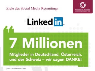 Ziele des Social Media Recruitings
Quelle: LinkedIn Germany GmbH
 
