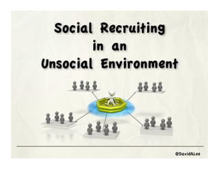 Social Recruiting
                 in an
         Unsocial Environment




Social Recruiting in an Unsocial Environment   @DavidALee
 