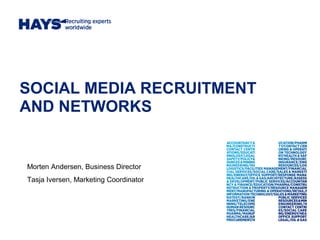 SOCIAL MEDIA RECRUITMENT
AND NETWORKS
Morten Andersen, Business Director
Tasja Iversen, Marketing Coordinator
 