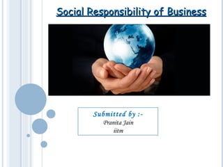 Social Responsibility of Business




        Submitted by :-
          Pranita Jain
              iitm
 