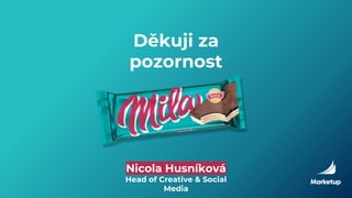 Děkuji za
pozornost
Nicola Husníková
Head of Creative & Social
Media
 