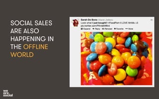 SOCIAL SALES 
ARE ALSO 
HAPPENING IN 
THE OFFLINE 
WORLD 
 