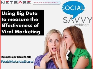 Using Big Data
to measure the
Effectiveness of
Viral Marketing

Marshall Sponder October 23, 2013

 