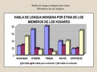 Habla de lengua indígena por etnia Miembros de los hogares 