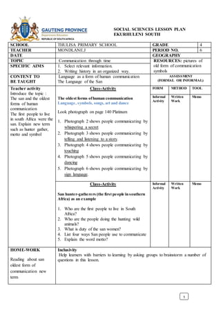 social sciences lesson plan term 4 history
