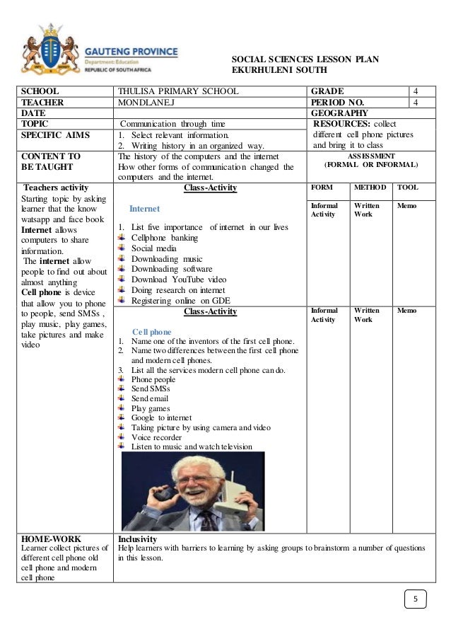 social sciences lesson plan term 4 history