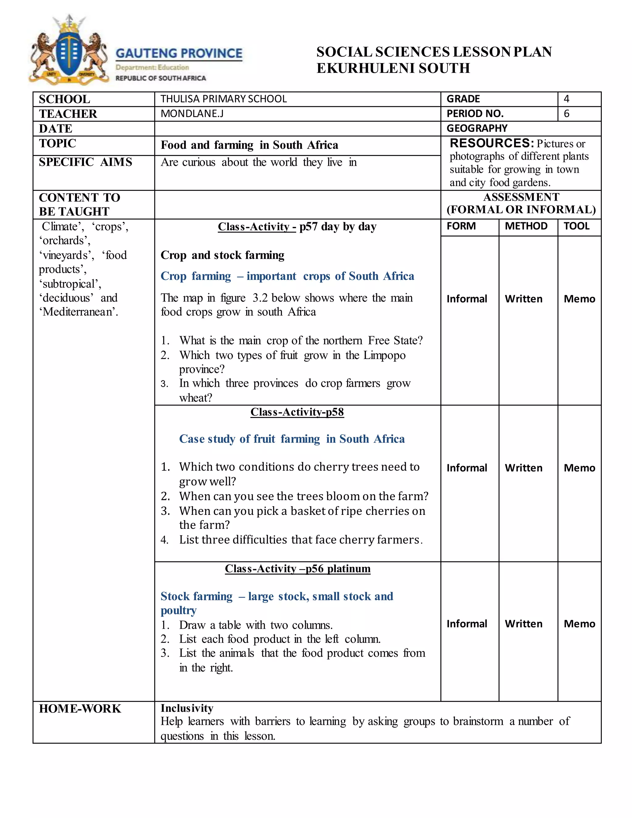 Social sciences lesson plan (autosaved) | DOCX
