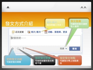 回過頭來看社群中的”付費媒體”
                    分類        付費媒體   賺媒體
                 Facebook廣告    V
          社群       社群訊息        V      V
                   動態訊息        V      V

   現在Facebook所有的訊息都同時具有付費媒體及賺媒體的特質，配合邊際排名
   的影響我們可以知道，Facebook廣告的操作⼼心法是：



               利⽤用付費媒體刺激賺媒體的擴散

13年3月30⽇日星期六
 