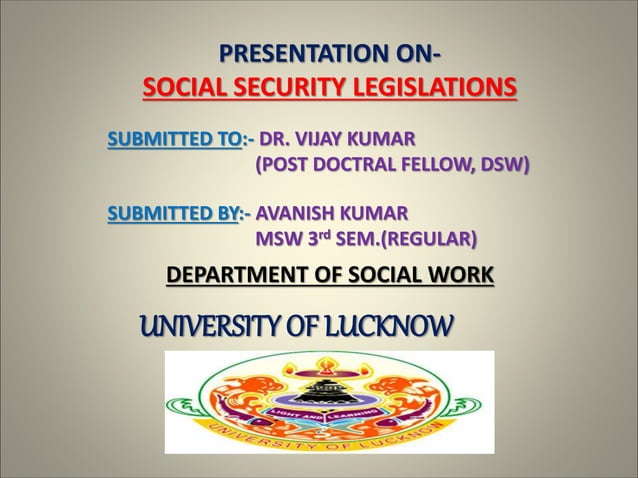 Social Security Legislations Ppt