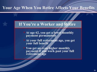 Your Age When You Retire Affects Your Benefits ,[object Object],[object Object],[object Object],[object Object]