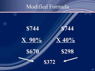 Modified Formula $744  $744 X  90%   X 40% $670  $298 $372 