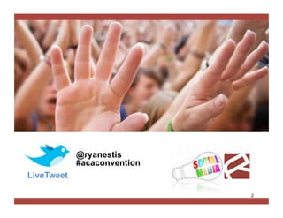 @ryanestis
            #acaconvention
LiveTweet

                             2
 